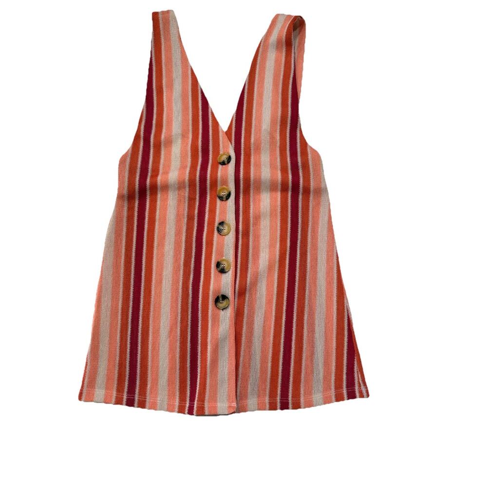 NWT Free People Bridget Striped Knit Tank Top XS Boho Button Front Beachy
